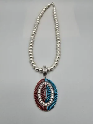 All Tribes Jewelry | Zuni Red & Blue Necklace
