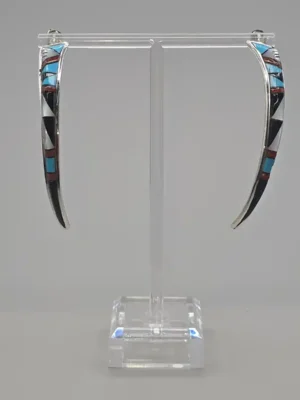 All Tribes Jewelry | Zuni Multi Stone Inlay Fang Earrings