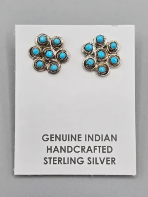 All Tribes Jewelry | Zuni Petit Point Cluster Earrings