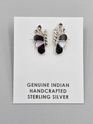All Tribes Jewelry | Zuni Inlay Butterfly Earrings