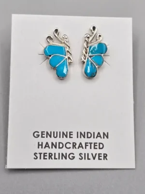 All Tribes Jewelry | Zuni Inlay Butterfly Earrings