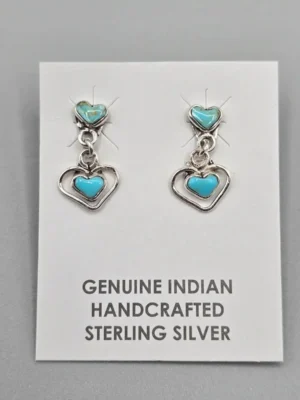 All Tribes Jewelry | Zuni Heart Earrings