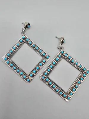 All Tribes Jewelry | Zuni Petit Point Box Earrings