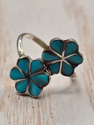 All Tribes Jewelry | Zuni Turquoise Flower Ring